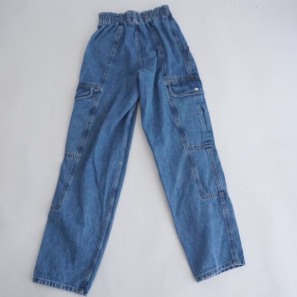 Urban Outfitters BDG Mid Wash Blaine Cargo Elastic Waist Relax Tapered Jeans 25 - Picture 10 of 13